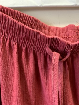 ALFRED DUNNER, Mauve Pink, Rayon, Solid, Gauze, Elastic And Drawstring Waist, Relaxed Legs Slightly Tapered At Hem, 2 Side Pockets