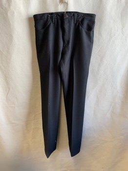 Mens, Pants, WRANGLER, Black, Poly/Cotton, 36/32, Top Pockets, Zip Front, F.F, 2 Back Pockets, *White Stains On Left Leg