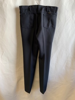 Mens, Pants, WRANGLER, Black, Poly/Cotton, 36/32, Top Pockets, Zip Front, F.F, 2 Back Pockets, *White Stains On Left Leg