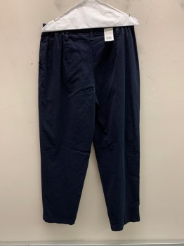 Womens, Casual Pants, LEE, Navy Blue, Cotton, Solid, 14, Pleated, Slant Pockets, Zip Front, Belt Loops