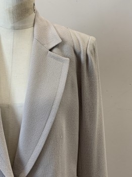 SONIA RYKIEL, Lt Beige, Wool, Solid, 1 Button, Single Breasted, Notched Lapel, Top Pockets,