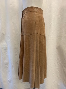 N/L, Brown, Suede, Solid, Panelled, Button Front,