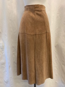 Womens, Skirt, N/L, Brown, Suede, Solid, W24, Panelled, Button Front,