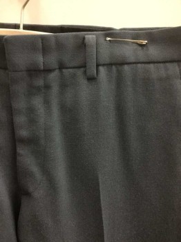 Mens, Slacks, N/L, Slate Gray, Cotton, Polyester, Solid, Ins:31, W:36, Twill, Flat Front, Zip Fly, 4 Pockets, Boot Cut,