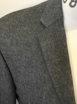 Mens, Sportcoat/Blazer, JOS A. BANKS, Medium Gray, Wool, Cotton, Birds Eye Weave, 40R, Single Breasted, Collar Attached, Notched Lapel, 2 Buttons,  3 Pockets