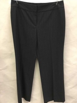 Womens, Slacks, CLASSIQUES ENTIER, Charcoal Gray, Rust Orange, Polyester, Rayon, Stripes - Pin, W: 32, 8P, Mid Rise, 2 Back Pocket, Zip Front,