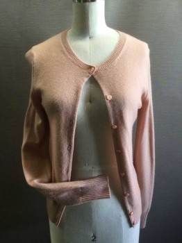 Womens, Sweater, J CREW, Ballet Pink, Cashmere, Solid, XS, Crew Neck, Button Front, Long Sleeves, Rib Knit Collar/ Cuffs and Waistband,