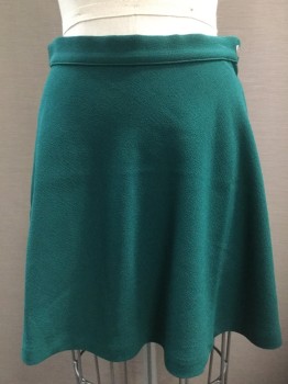 Womens, Skirt, Mini, FOREVER 21, Emerald Green, Polyester, Solid, Small, Crepe, Side Zipper, Flare