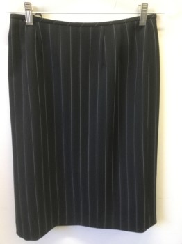 Womens, 1990s Vintage, Suit, Skirt, KASPER, Black, Lavender Purple, Polyester, Stripes, 4, Back Zipper, Back Slit, Knee Length