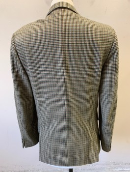 Mens, Blazer/Sport Co, C&J CUSTOM TAILORING, Cream, Olive Green, Navy Blue, Lt Pink, Lt Blue, Wool, Check , 38R, Single Breasted, Notched Lapel, 2 Buttons, 4 Pockets, Lining is Brown Paisley, Made To Order
