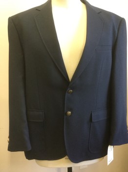 Mens, Blazer/Sport Co, SOMES UNIFORMS, Navy Blue, Wool, Solid, 50 R, 2 Buttons,  Notched Lapel, 3 Pockets,