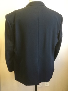 Mens, Blazer/Sport Co, SOMES UNIFORMS, Navy Blue, Wool, Solid, 50 R, 2 Buttons,  Notched Lapel, 3 Pockets,