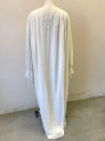 Womens, 1980s Vintage, Piece 2, N/L, Off White, Polyester, Solid, OSFM, Peignoir Set, Over Robe, Chiffon, Long Sleeves, Lace Covering Shoulders, Shoulder Pads, Open Center Front with Frog Closures, Floor Length,