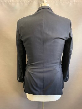 Mens, Sportcoat/Blazer, ZARA, Black, Wool, Solid, 40S, Notched Lapel, Single Breasted, Button Front, 2 Buttons, 1 Chest Pocket, 3 Pockets