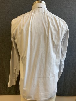 Mens, Dress Shirt, WESTERN COSTUME, Pearl White, Cotton, Solid, 36, 15.5, Long Sleeves, Collar Attached, Button Front, Long Collar Points, 1 Pocket,