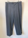 Mens, 1920s Vintage, Suit, Pants, N/L, Slate Gray, Lt Gray, Wool, Herringbone, Ins:30, W:36+, Flat Front, Button Fly, 5 Pockets Including 1 Watch Pocket, Tapered Leg, Cuffed Hems, Belt Loops, Suspender Buttons at Inside Waist, **Taken in Several Inches at Waist