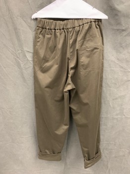 Womens, Pants, PHILLIP LIM, Dk Olive Grn, Cotton, Nylon, Solid, W 30, 4, I 25, Elastic Waistband, Pleated, Belt Loops, Self Belt with Silver D Rings, Zip Fly, 3 Pockets, Pleated Cuff Hem