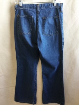Womens, Jeans, N/L, Blue, Cotton, Solid, 30/31, Denim, Large Belt Hoops Attached to 2 Front Pockets, (6 Pockets All Together), Zip Front,