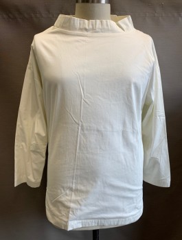 Unisex, Historical, N/L MTO, White, Cotton, Solid, C <48", Doctor's Smock, Pullover, Long Sleeves, Wide Banded Neck, Made To Order Reproduction