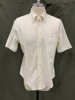 ANTO, White, Cotton, Solid, Button Front, Collar Attached, Button Down Collar, Short Sleeves, Multiples,
