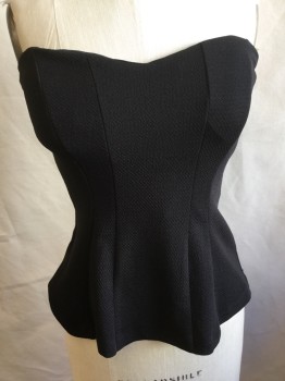 Womens, Top, BODY CENTRAL, Black, Cotton, Spandex, Solid, L, Black Texture, Strapless with Elastic Back