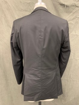 Mens, Sportcoat/Blazer, TAZIO, Black, Cotton, Solid, 38R, Single Breasted, Collar Attached, Notched Lapel, 3 Pockets, 2 Buttons