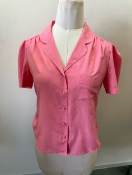 JASARA, Bubblegum, Self Covered Button Front., Rounded Collar Pressed Open, , 1 Pckt, S/S,