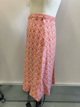 Womens, Skirt, N/L, W:27, Orange/White Woven Diamond Design, Straight To Knee, Narrow Waistband, Side Zip