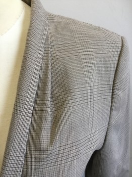 CALVIN KLEIN, Tan Brown, Brown, Synthetic, Plaid, Single Breasted, Shawl Collar, 2 Flap Pockets