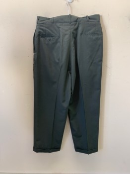 Mens, Pants, NL, Dk Gray, Wool, 31/28, Side Pockets, Zip Front, F.F, Cuffed