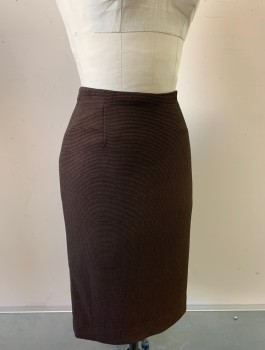 GARFIELD & MARKS, Brown, Black, Acetate, Polyester, 2 Color Weave, Knee Length Pencil Skirt, Pattern Looks Like Tiny Squares