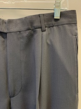HUGO BOSS, Gray, Wool, Solid, Pleated Front, 4 Pockets, Cuffed, Zip Fly