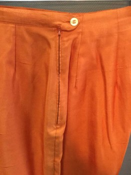 Womens, Pants, JACK WINTER, Orange, Silk, Solid, W 28, PANTS;  Orange, 1" Waistband W/1 Button (on Each Side) Adjustable Waist, Side Zip,