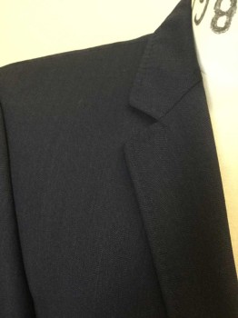 Mens, Sportcoat/Blazer, HUGO BOSS, Navy Blue, Wool, Herringbone, 40R, Single Breasted, Collar Attached, Notched Lapel, Hand Picked Collar/Lapel, 3 Pockets, 2 Buttons, Iridescent Buttons