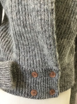 CASUAL CORNER, Lt Gray, Gray, Wool, Mohair, Double Breasted, 4 Buttons,