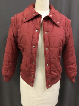 N/L, Dusty Rose Pink, Polyester, Cotton, Solid, Zip Front, Zip Off Sleeves, 2 Zip Pocket, Rib Knit at Arms eyes, Cuffs and Waistband, Horizontal Quilting, Poly Filled Puffer,