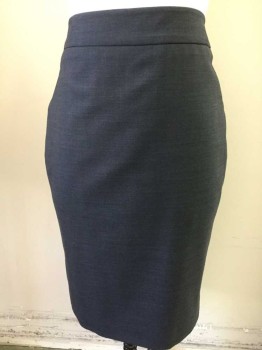 Womens, Skirt, Knee Length, ANN TAYLOR, Charcoal Gray, Wool, 14, Pencil, Suiting, Center Back Slit