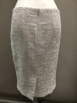 Womens, Skirt, Mini, ANN TAYLOR, Taupe, Lt Gray, Beige, Rayon, Nylon, Floral, Petite, 6, Upholstery Like Weave with Undertone of Metallic, Center Back Zipper, No Waistband,