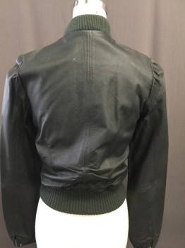 Womens, Casual Jacket, DIVIDED, Black, Faux Leather, Solid, 4, Zip Front, Rib Knit Collar/waist, Slit Pockets