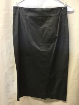 Womens, Skirt, Below Knee, BEBE, Gray, Cotton, Lycra, Solid, 4, Pencil Cut, Sllit Center Back, with 5 Covered Buttons at Slit, Zipper Center Back,