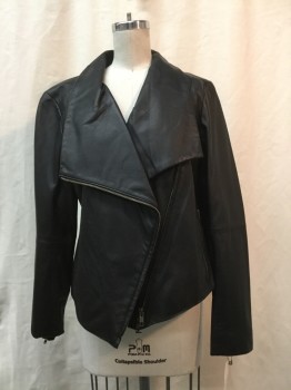 THE FISHER PROJECT, Black, Leather, Solid, Black Leather, Large Open Front, Zip Front