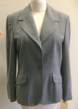 Womens, Suit, Jacket, THE LIMITED, Gray, Polyester, Heathered, B40, L, Single Breasted, 2 Buttons,  Notched Lapel, 2 Flap Pocket,