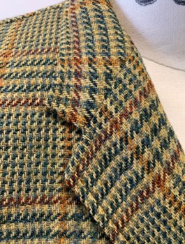 DREILING'S MENSWEAR, Olive Green, Red Burgundy, Forest Green, Caramel Brown, Wool, Glen Plaid, Single Breasted, 3 Buttons,  Notched Lapel, 3 Pockets, Sage Green Partial Lining,