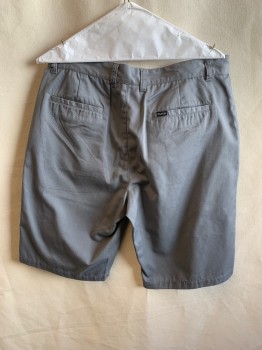 Mens, Shorts, RVKA, Gray, Poly/Cotton, 32, Slant Pockets, Zip Front, Flat Front, 2 Welt Pockets