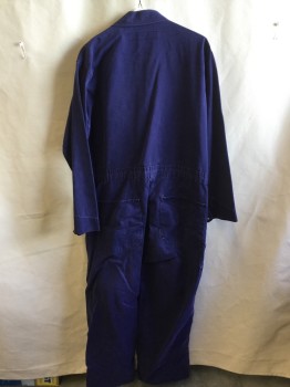 Mens, Coveralls/Jumpsuit, RED CAP, Royal Blue, Cotton, Solid, 44, Collar Attached, Snap Front, 8 Pockets, Long Sleeves,