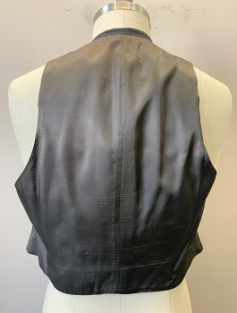 Mens, 1920s Vintage, Suit, Vest, N/L, Slate Gray, Lt Gray, Wool, Herringbone, 42, Vest, 6 Buttons, 4 Welt Pockets, Gray Silk Back,