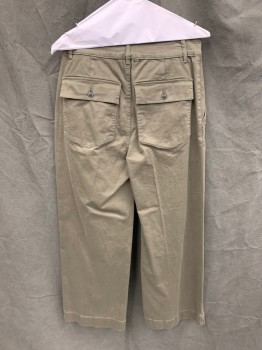 Womens, Pants, FRAME, Olive Green, Cotton, Spandex, Solid, 27, Zip Fly, Wide Leg, 4 Pockets, Belt Loops