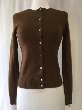 Womens, Sweater, JCREW, Brown, Cashmere, Solid, XS, Button Front,