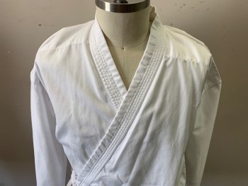 Unisex, Martial Arts Top, N/L, White, Poly/Cotton, Solid, 30-40c, Long Sleeves, Self Tie Wrap Front