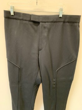Mens, Sci-Fi/Fantasy Pants, N/L, Black, Polyester, Text, 32, 38, F.F, With Piping Detail , Tab Waist , Slit Sides On Both Hems.